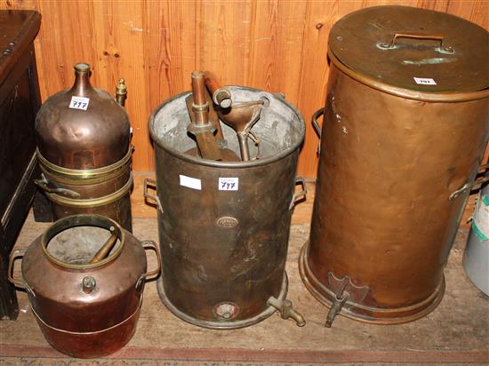 17th Century copper stills distillery, marked(-)